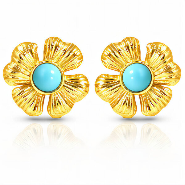 "Flowers" Earrings, 18K Gold Plated Steel