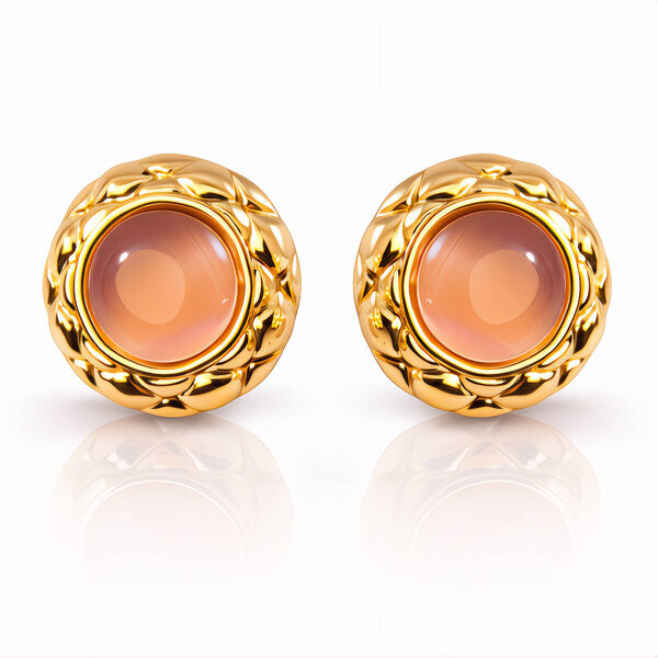 Earrings, 18K Gold Plated Steel