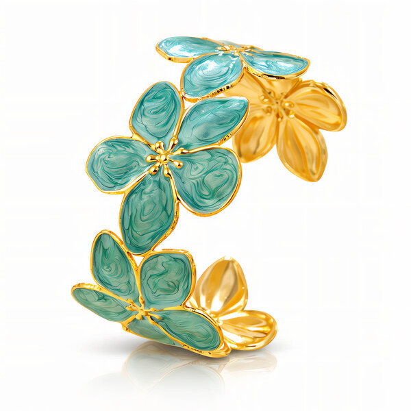 "Flower Meadow" Bracelet, 18K Gold Plated Steel
