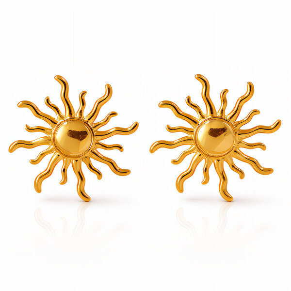 "Suns" Earrings, 18K Gold Plated Steel