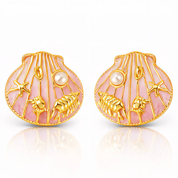 "Starfishs And Crabs And Lobsters" Earrings, 18K Gold Plated Steel