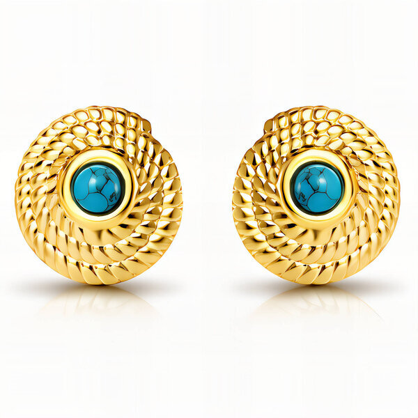 Earrings, 18K Gold Plated Steel