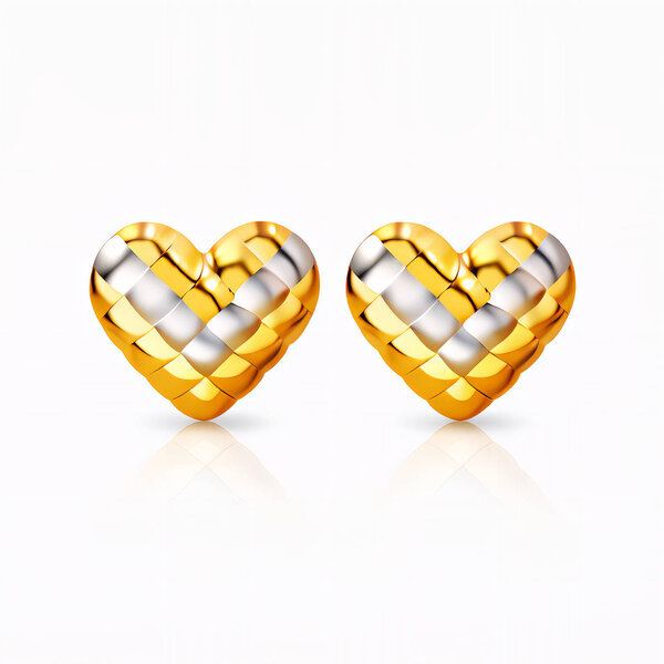 "Hearts" Earrings, 18K Gold Plated Steel