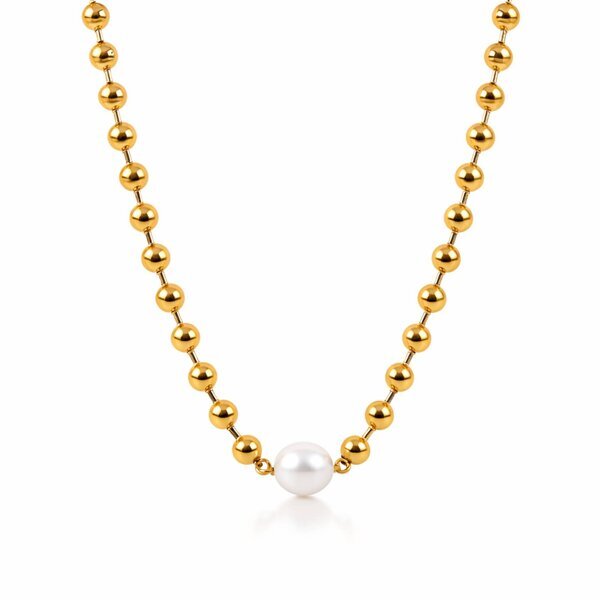 Necklace, 18K Gold Plated Steel