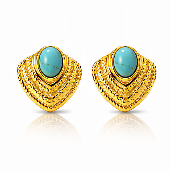 Earrings, 18K Gold Plated Steel
