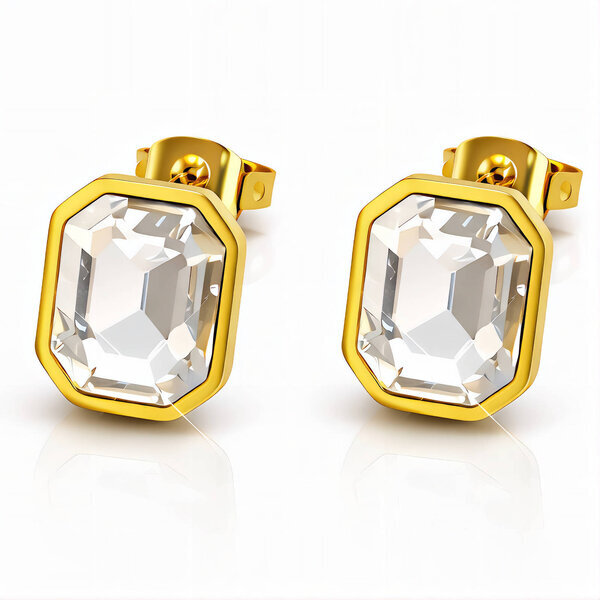 Earrings, 18K Gold Plated Steel