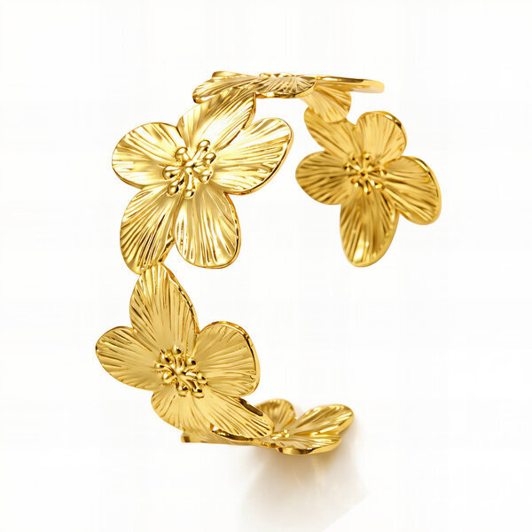 "Flower Meadow" Bracelet, 18K Gold Plated Steel