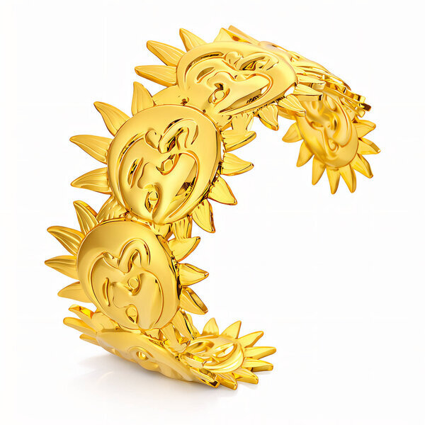 "Suns" Bracelet, 18K Gold Plated Steel