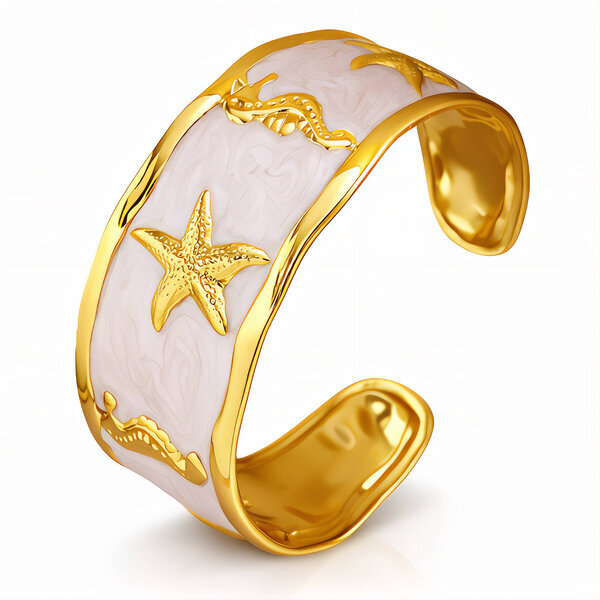 "Starfishes" Bracelet, 18K Gold Plated Steel