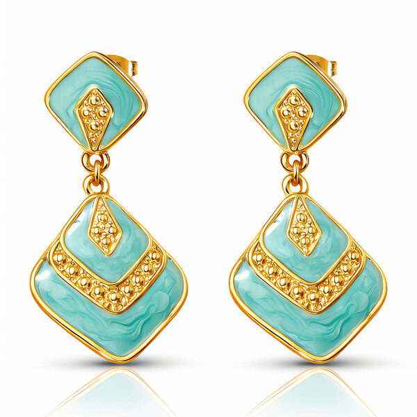 Earrings, 18K Gold Plated Steel
