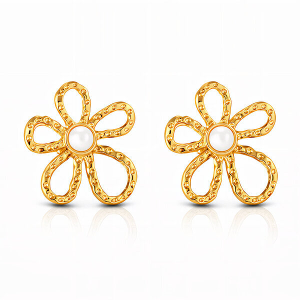 "Flowers" Earrings, 18K Gold Plated Steel