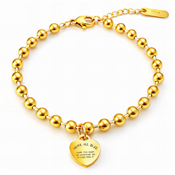 "Heart" Bracelet, 18K Gold Plated Steel