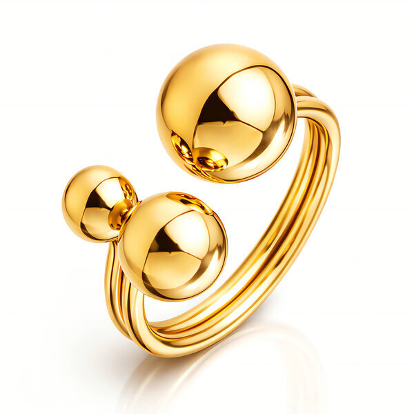 Ring, 18K Gold Plated Steel