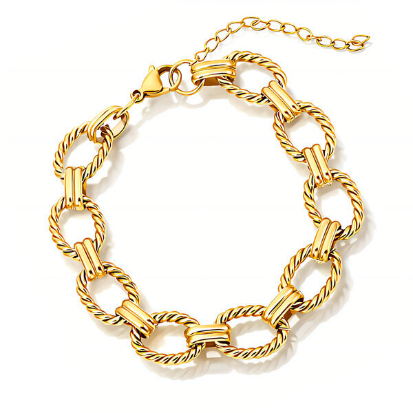 Bracelet, 18K Gold Plated Steel