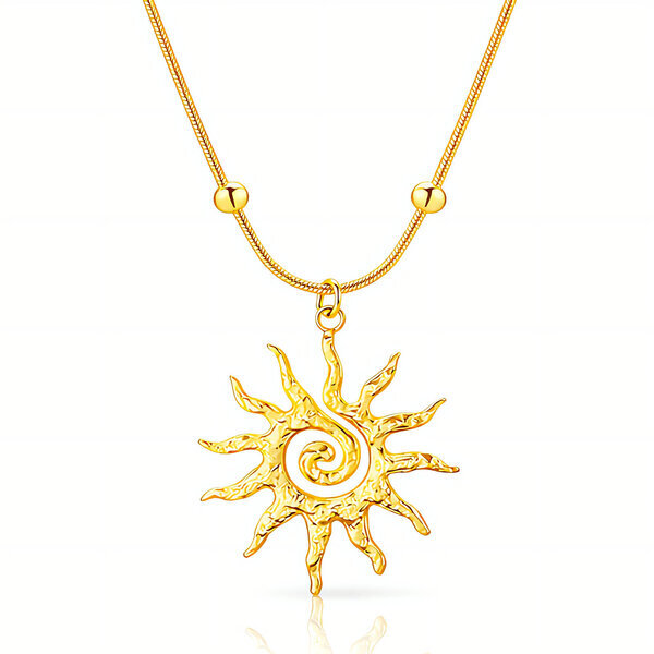 "Sun" Necklace, 18K Gold Plated Steel