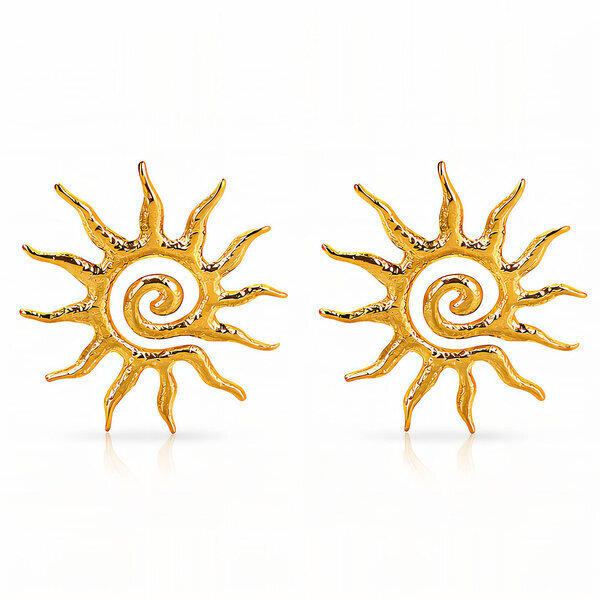 "Suns" Earrings, 18K Gold Plated Steel