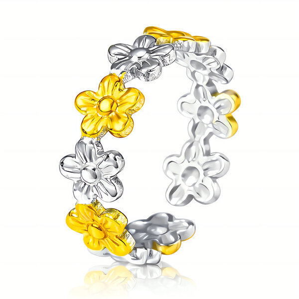 "Flower Meadow" Ring, 18K Gold Plated Steel