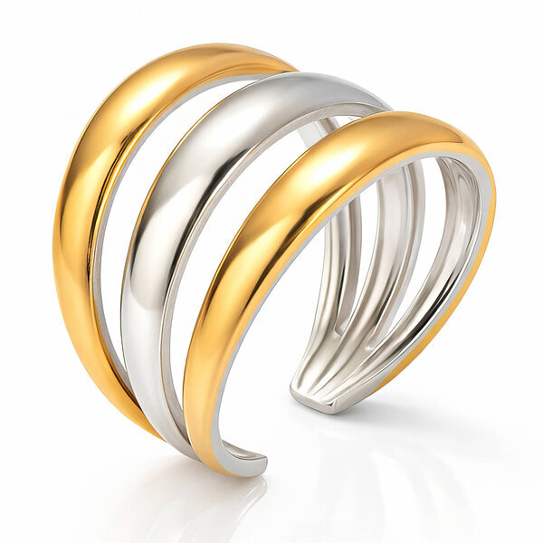 Ring, 18K Gold Plated Steel