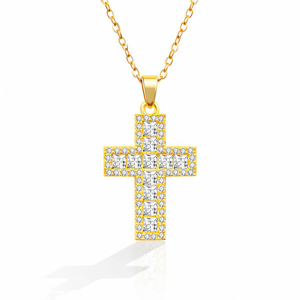 "Crosse" Necklace, 18K Gold Plated Steel