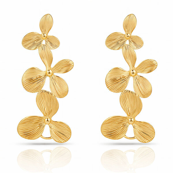 "Flower Meadow" Earrings, 18K Gold Plated Steel