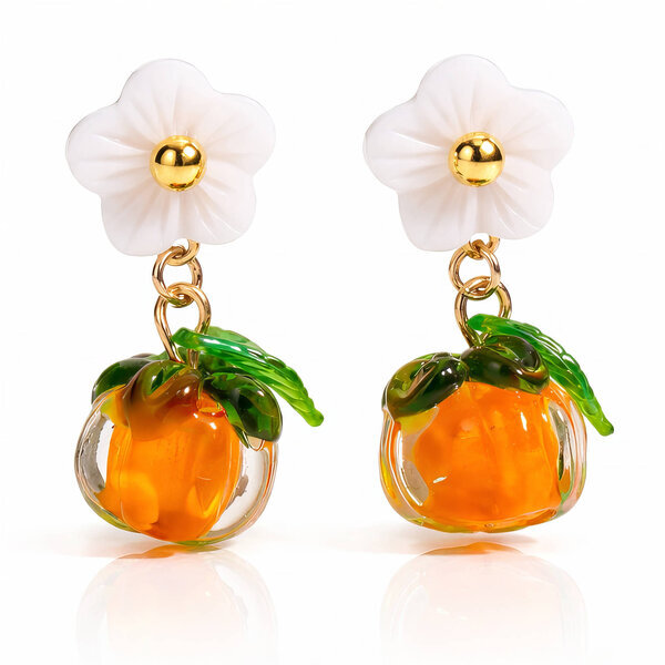 "Flowers" Earrings, 18K Gold Plated Steel