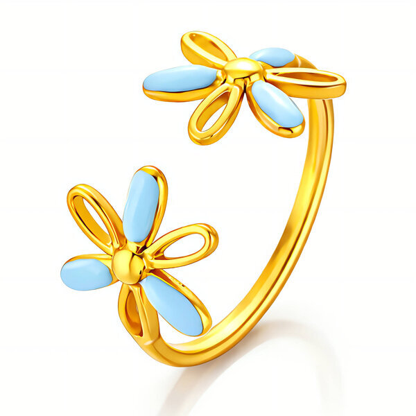 "Flowers" Ring, 18K Gold Plated Steel