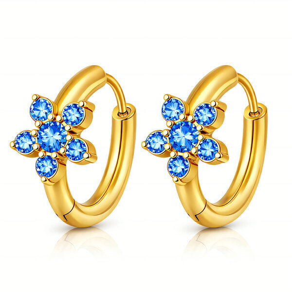 "Flowers" Earrings, 18K Gold Plated Steel