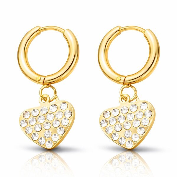 "Hearts" Earrings, 18K Gold Plated Steel