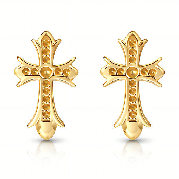 "Crosses" Earrings, 18K Gold Plated Steel