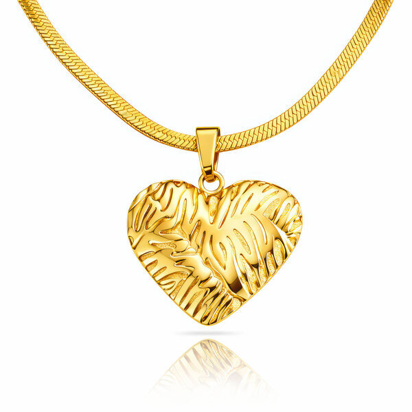 "Heart" Necklace, 18K Gold Plated Steel