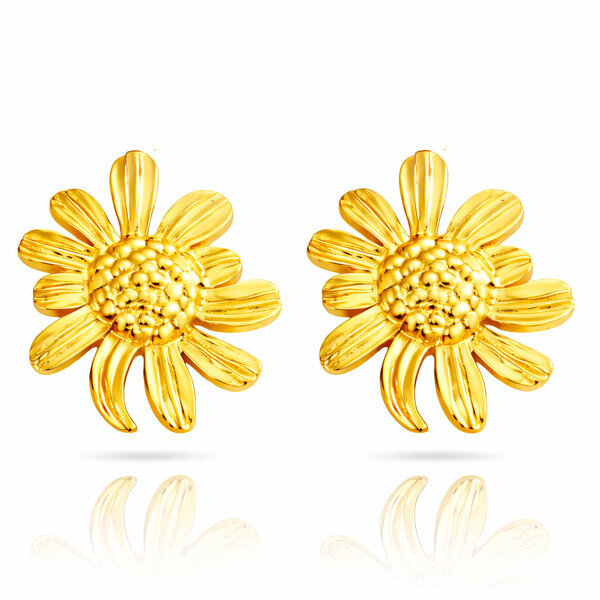 "Flowers" Earrings, 18K Gold Plated Steel