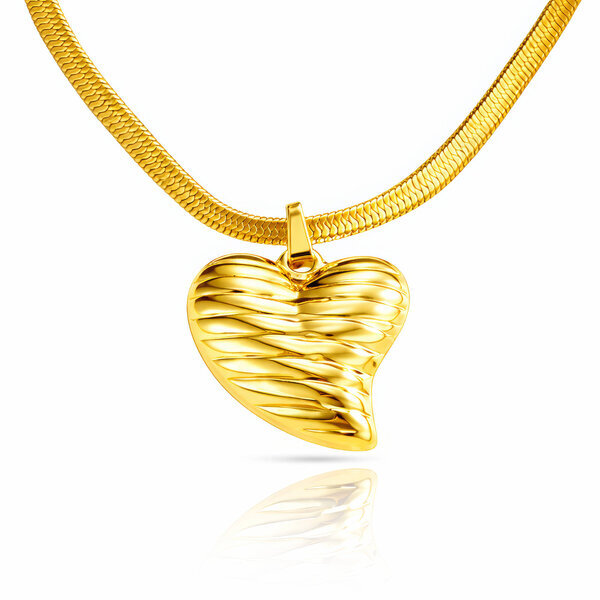 "Heart" Necklace, 18K Gold Plated Steel