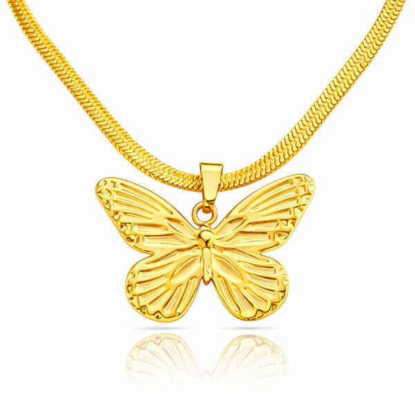 "Butterflies" Necklace, 18K Gold Plated Steel