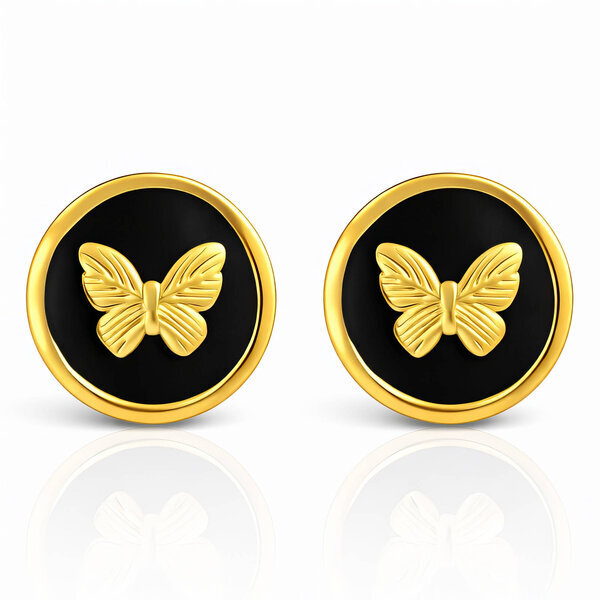 "Butterflies" Earrings, 18K Gold Plated Steel