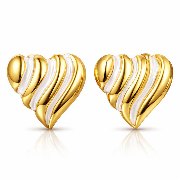 "Hearts" Earrings, 18K Gold Plated Steel