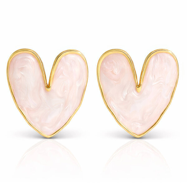 "Hearts" Earrings, 18K Gold Plated Steel