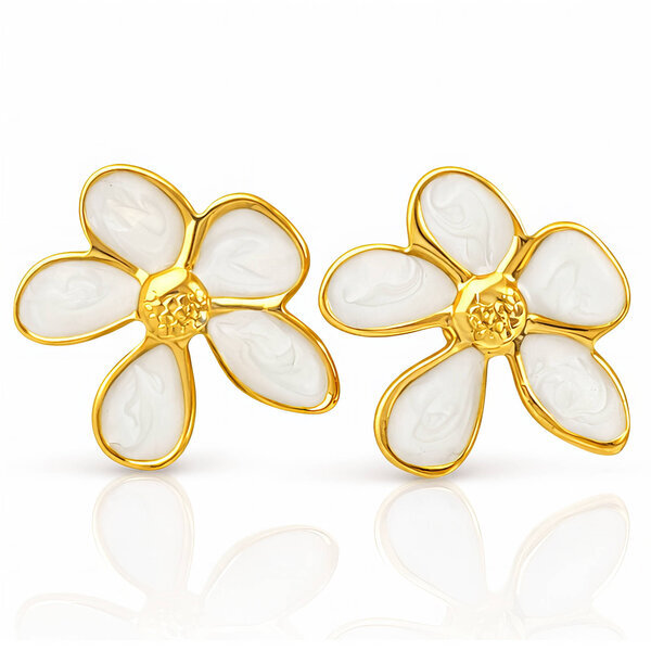 "Flowers" Earrings, 18K Gold Plated Steel
