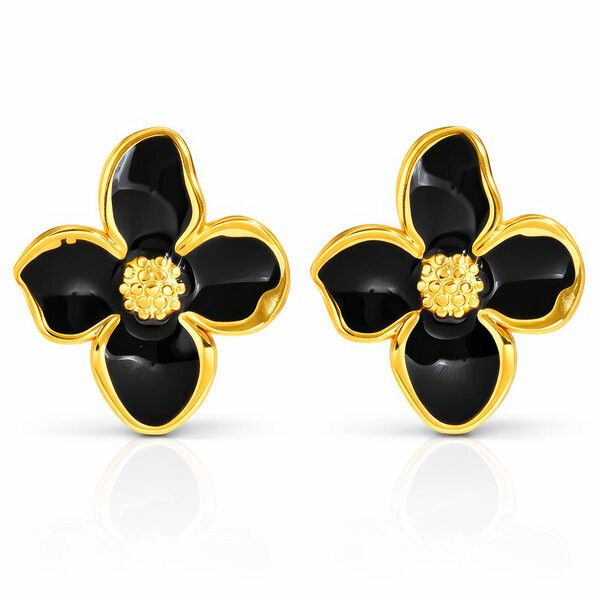 "Flowers" Earrings, 18K Gold Plated Steel