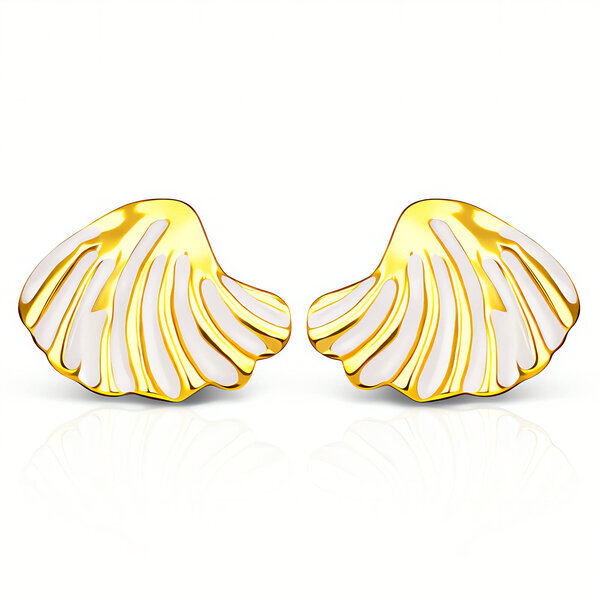 "Seashells" Earrings, 18K Gold Plated Steel