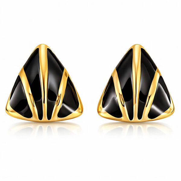 Earrings, 18K Gold Plated Steel