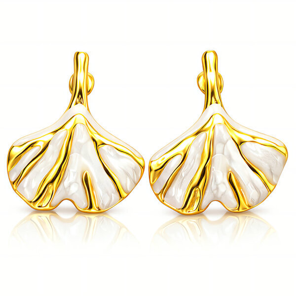 "Leafs" Earrings, 18K Gold Plated Steel