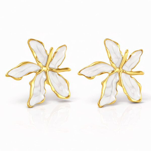 "Flowers" Earrings, 18K Gold Plated Steel