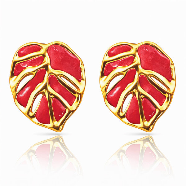 "Leafs" Earrings, 18K Gold Plated Steel
