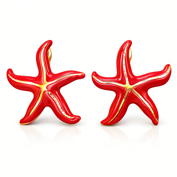 "Starfishs" Earrings, 18K Gold Plated Steel