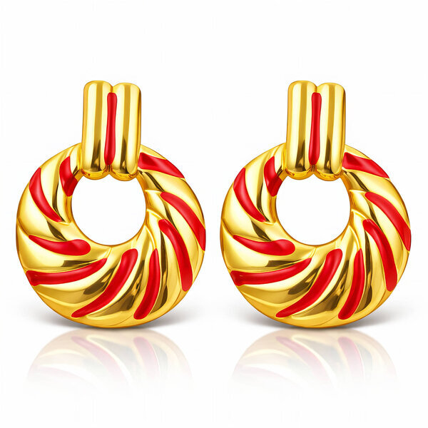 Earrings, 18K Gold Plated Steel