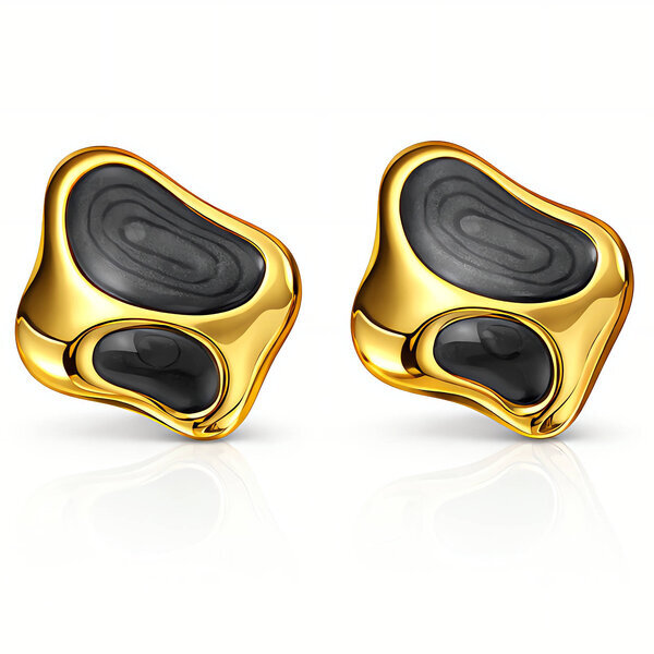 Earrings, 18K Gold Plated Steel