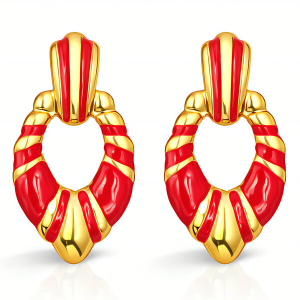 Earrings, 18K Gold Plated Steel