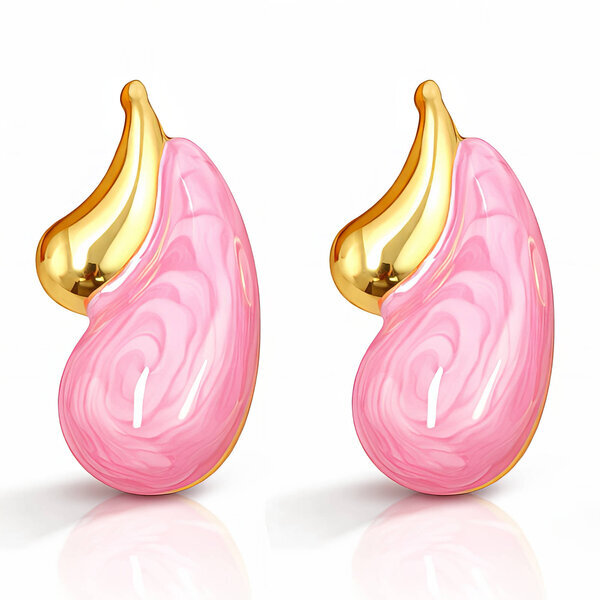Earrings, 18K Gold Plated Steel