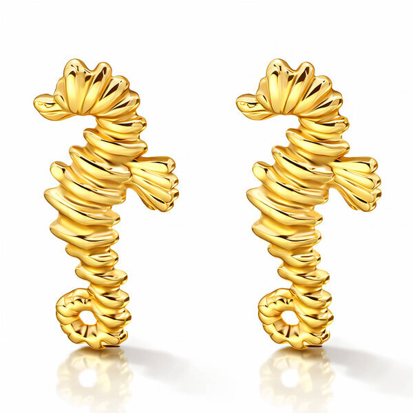"Seahorses" Earrings, 18K Gold Plated Steel