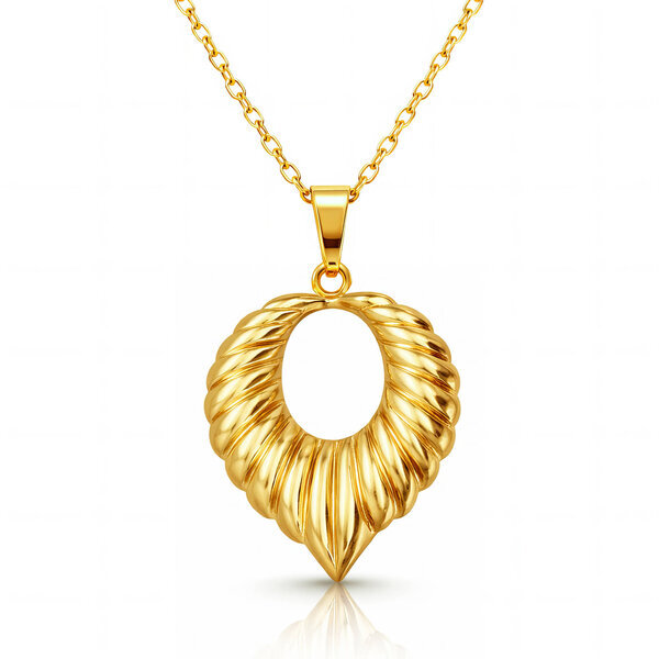 "Leaf" Necklace, 18K Gold Plated Steel
